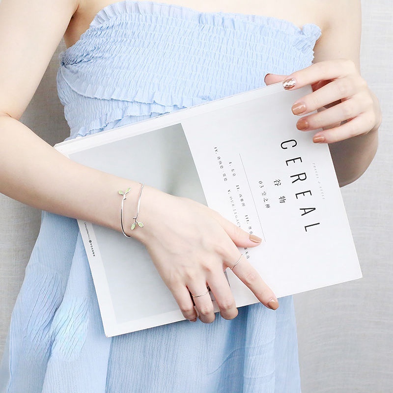 Vòng đeo tay nữ Vòng đeo tay lá ngọc bích có thể điều chỉnh đơn giản