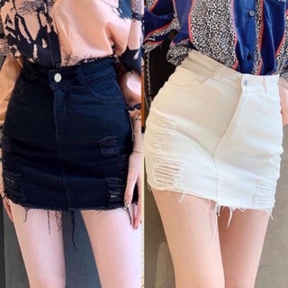 Chân váy kaki phối rách(có quần trong)