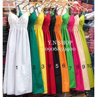 Đầm Maxi Chun Eo, Váy 2s Dáng Dài Trẻ Trung Chất Thô