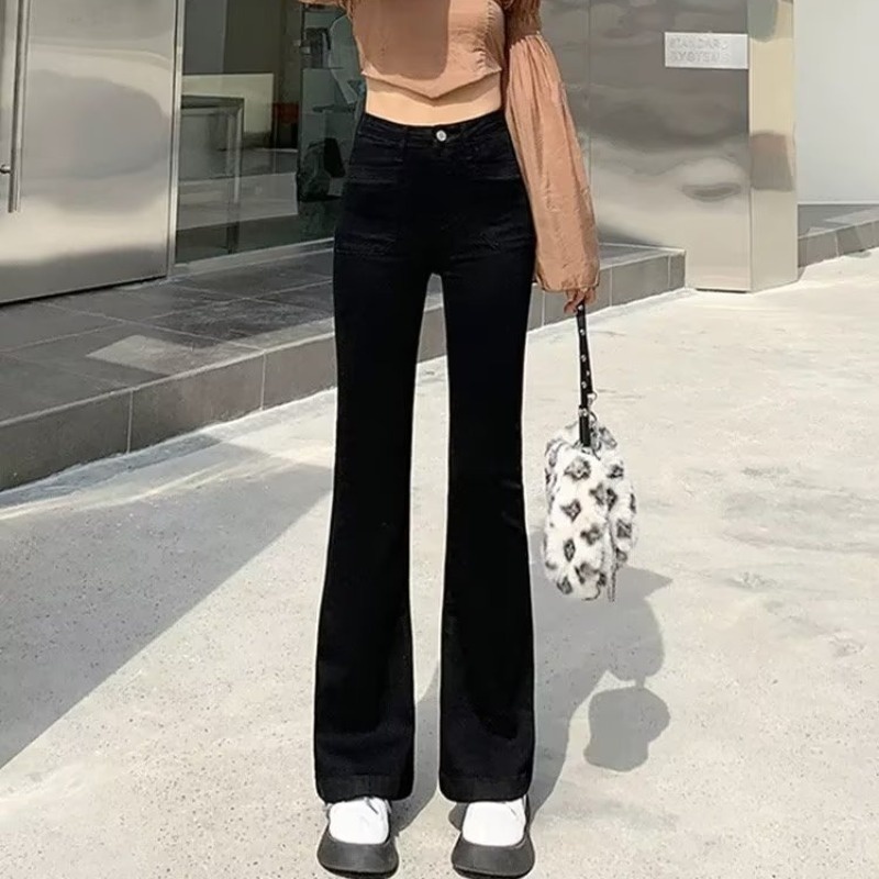 Quần Jeans Nữ Lưng Cao Ống Loe Thời Trang Hàn