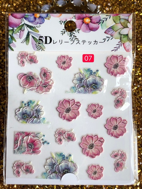 Sticker hoa nổi 5d miếng dán móng hot mới