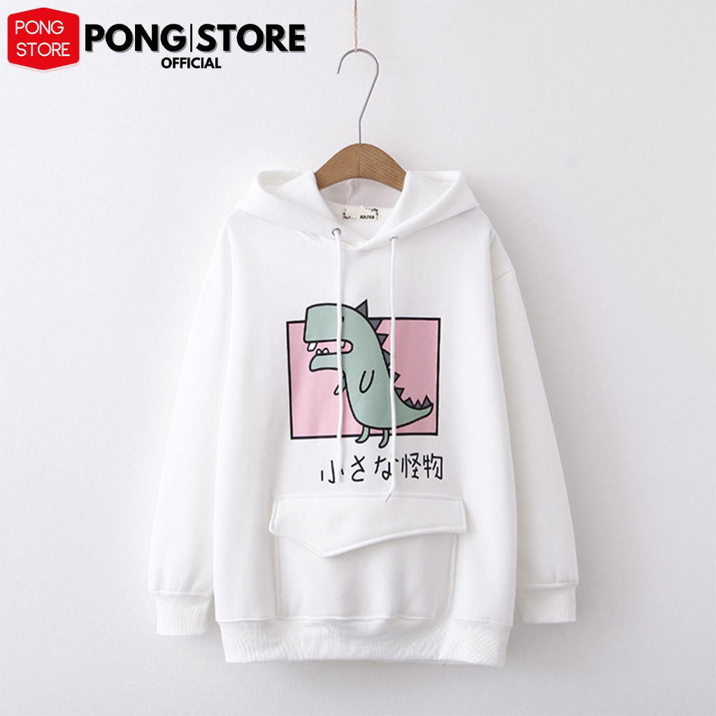 Áo hoodie nữ form rộng KHỦNG LONG phong cách hàn quốc, áo khoác hoodie chất nỉ có túi hộp phía trước