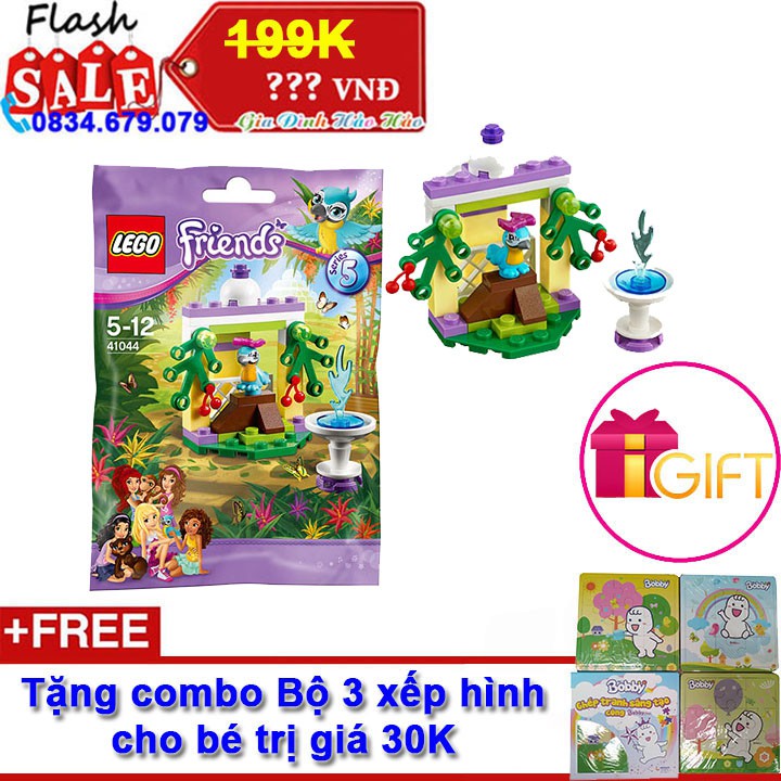 Lego Friends 41044 - Đài phun nước của chim vẹt - Tặng kèm Bộ 3 xếp hình