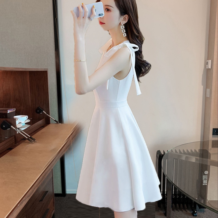 Váy nữ thiết kế dự tiệc, đầm nữ xòe hai nơ vai