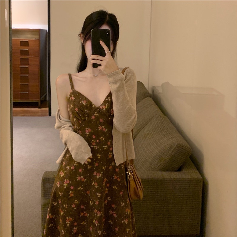 Set Váy 2 Dây Kèm Áo Sơ Mi Cực Xinh, Phong Cách Vintage | BigBuy360 - bigbuy360.vn