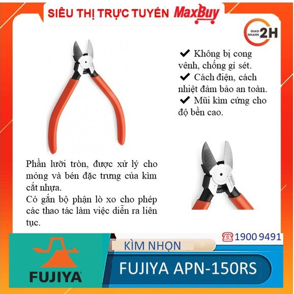 Kìm cắt nhựa lưỡi tròn Fujiya APN-125, 150RS, cách điện, cách nhiệt an toàn