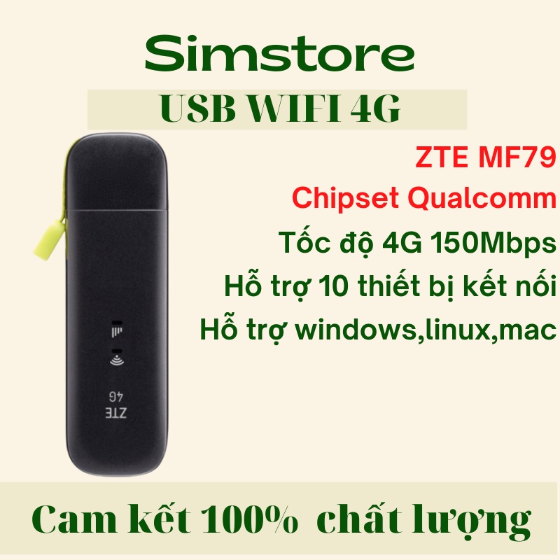 Usb phát wifi 4G ZTE MF79S ZTE MF79 Mobifone tốc độ 150Mbs Usb 4G dùng được cho MACOS