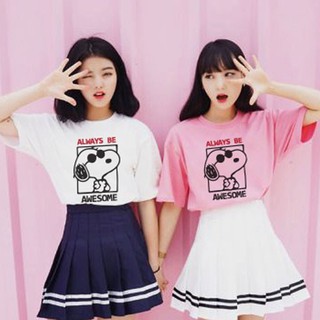 Áo Thun Nữ Unisex Tay Lỡ In Hình Chú Chó SNOOPY Cực Xinh Rẻ Bền Đẹp DLX