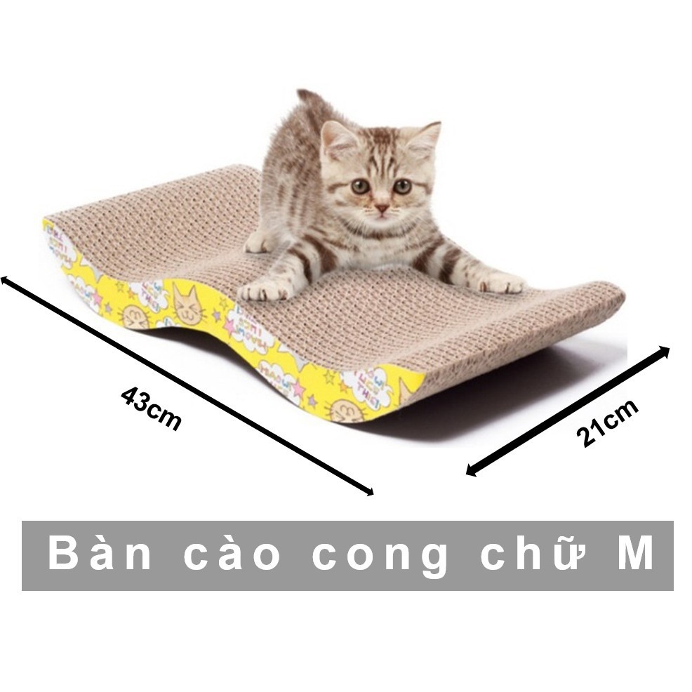 Bàn Cào Móng Cho Mèo Xã Stress Vui Nhộn 44x21cm Ngẫu Nhiên | Tặng Kèm Gói Catnip | Đồ Chơi Cào Móng Cho Mèo
