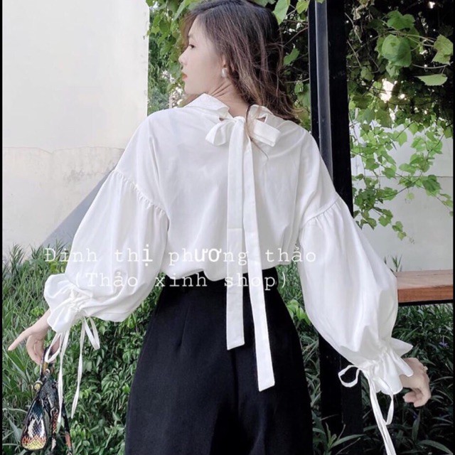 Áo sơ mi tay bồng cổ bẻ cột nơ sau 25