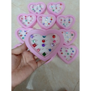 Bán sỉ 1 hộp 12 nhẫn đính đá, nhẫn kim cương cho bé