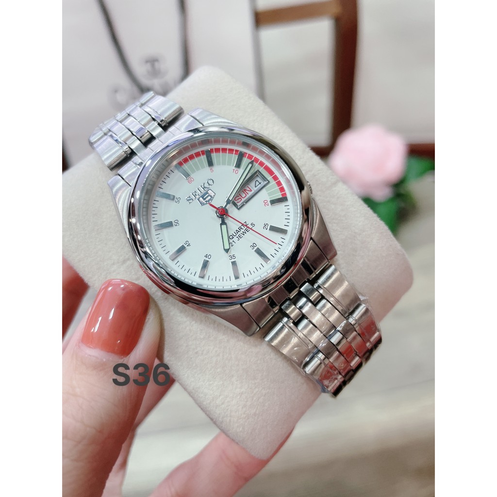 Đồng hồ nam thời trang seiko máy pin dây kim loại size 36mm SK215