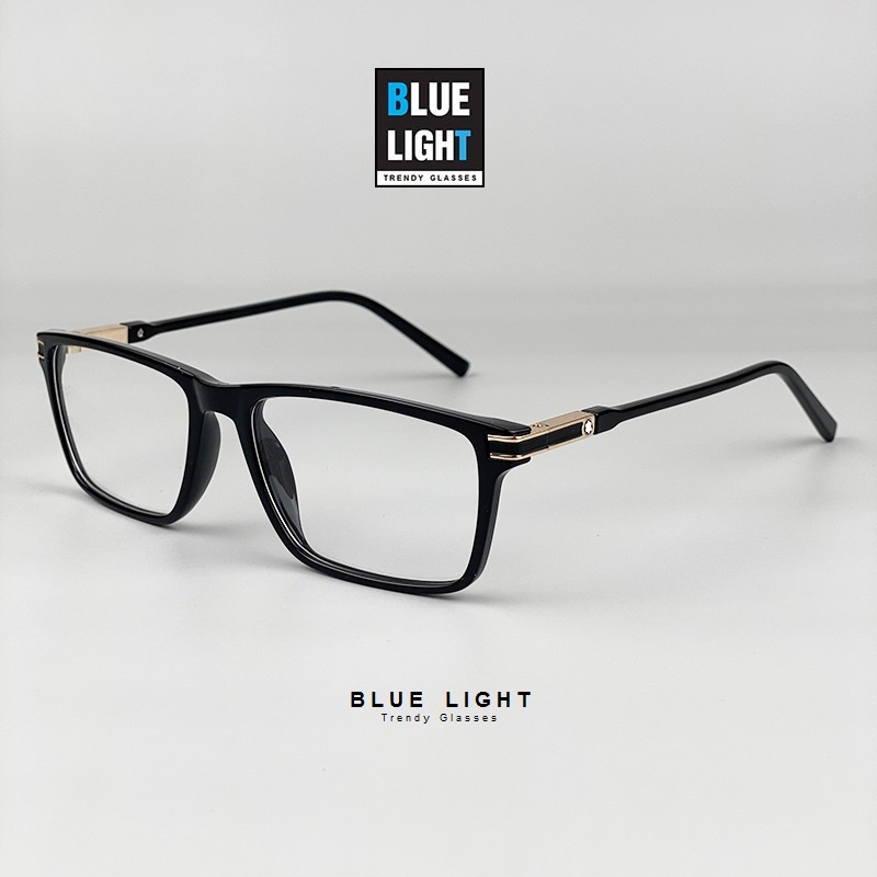 Gọng Kính Cận, Kính Giả Cận Nam Nữ MB Mắt Vuông Thanh Lịch Cao Cấp Đen Bóng Nhám - BLUE LIGHT