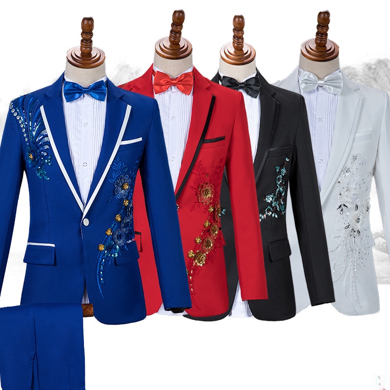 Bộ Đồ Vest 3 Món Áo Blazer + Quần Tây + Cà Vạt + Nơ Thời Trang Lịch Lãm Cho Nam