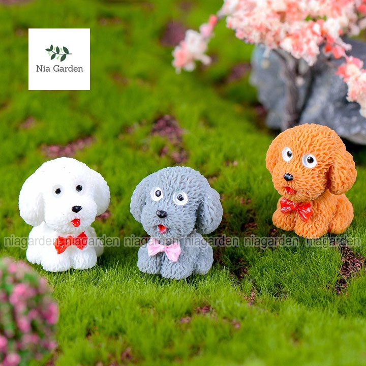 Tiểu cảnh trang trí chậu cây vườn terrarium bể cá mô hình chó Poodle mini Nia Garden N5