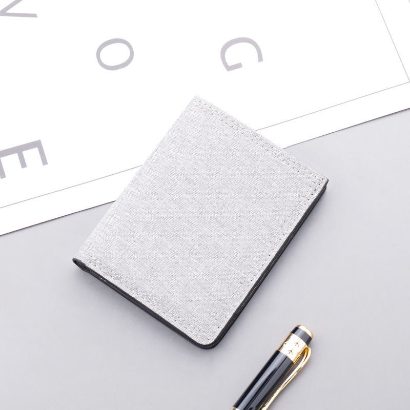 Ví mini vải canvas siêu mỏng có khóa kéo thời trang cho nam