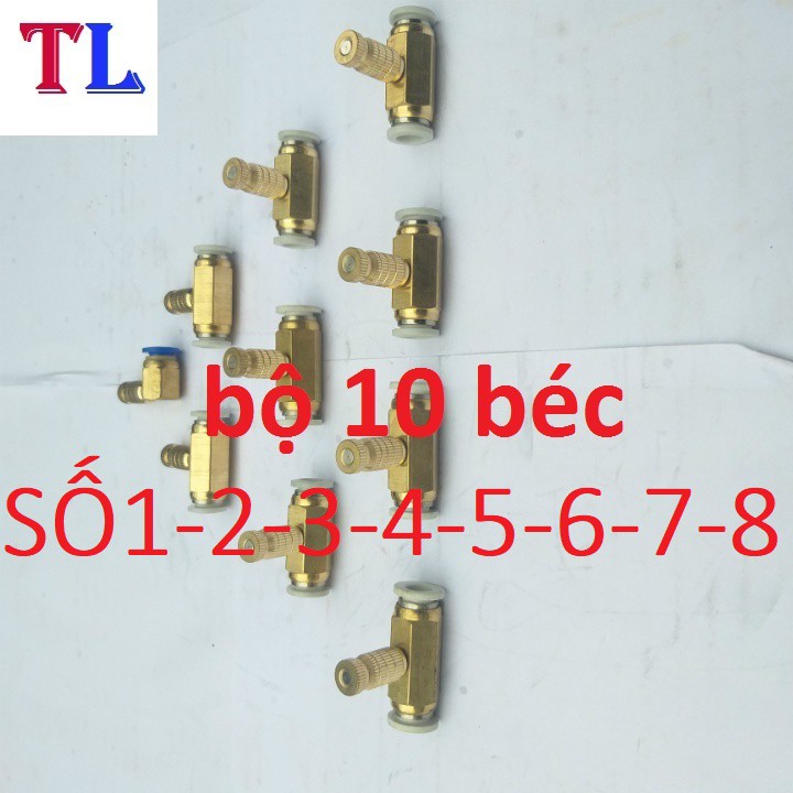 bộ 10 béc phun sương bằng đồng (béc số 1-2-3-4-5-6-7-8)