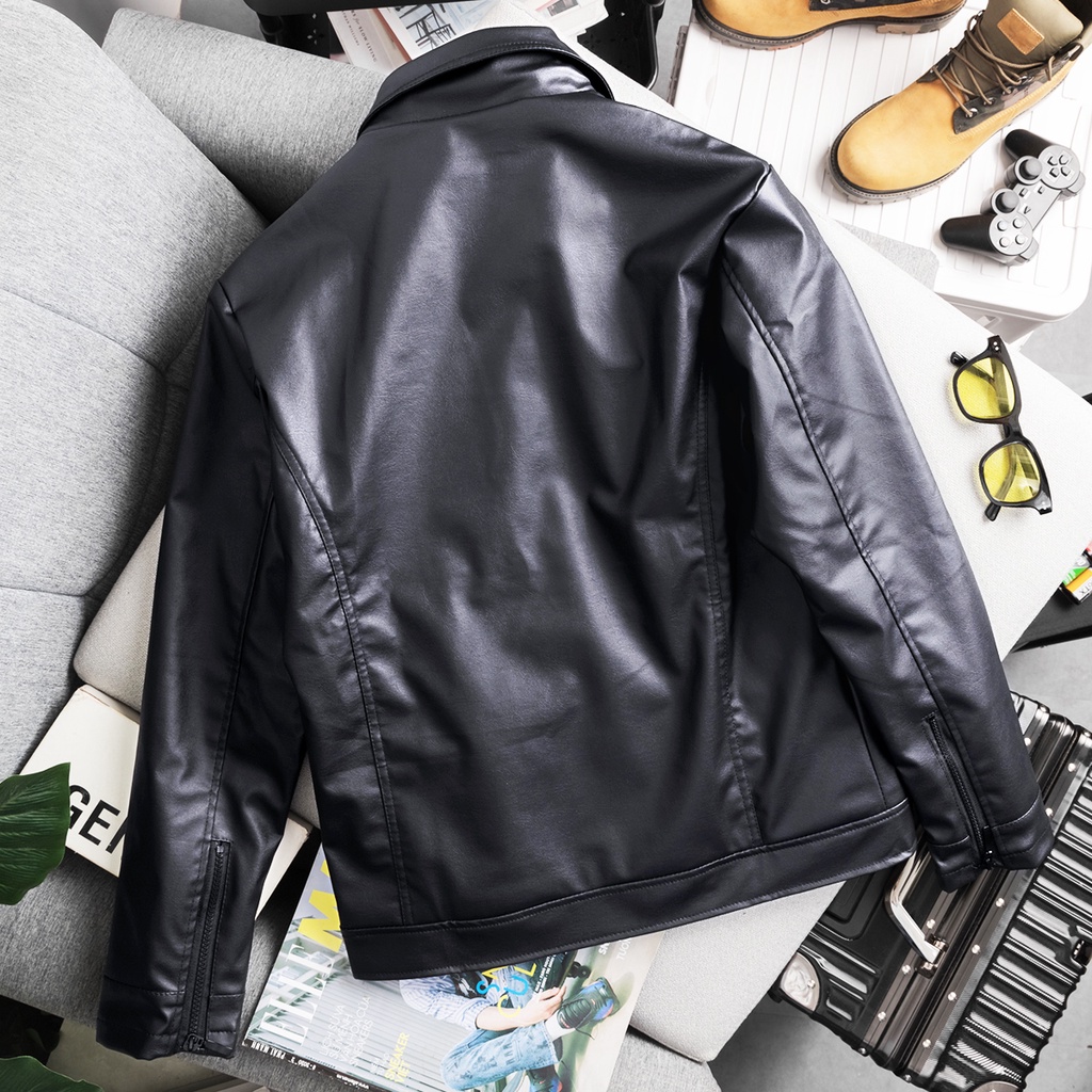Áo khoác da nam cổ bẻ thời thượng lịch lãm SPMADN32 PIGOFASHION