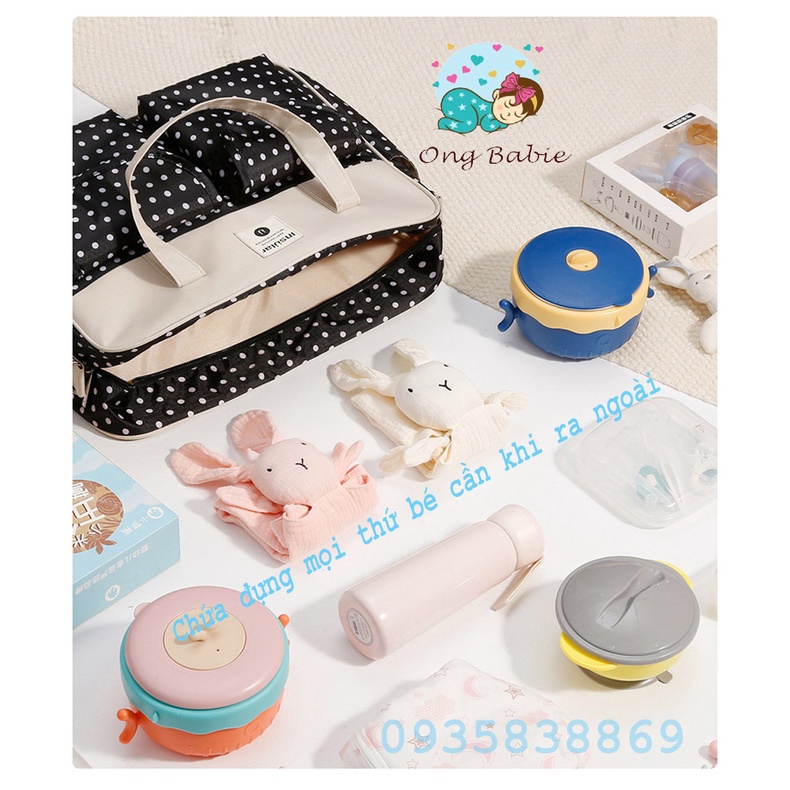 Túi Xách Bỉm Sữa Mẹ Và Bé Đa Năng Phong Cách Hàn Quốc Chính Hãng Insular Ongbabie.shop