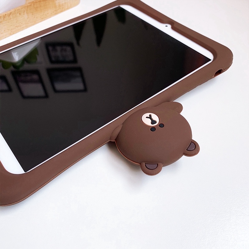 SHINE iPad  PC Silicone Case Cute Bear Cover with Stand Anti-fall Tablet Case For iPad  4/5/6/Air 2/Pro/7