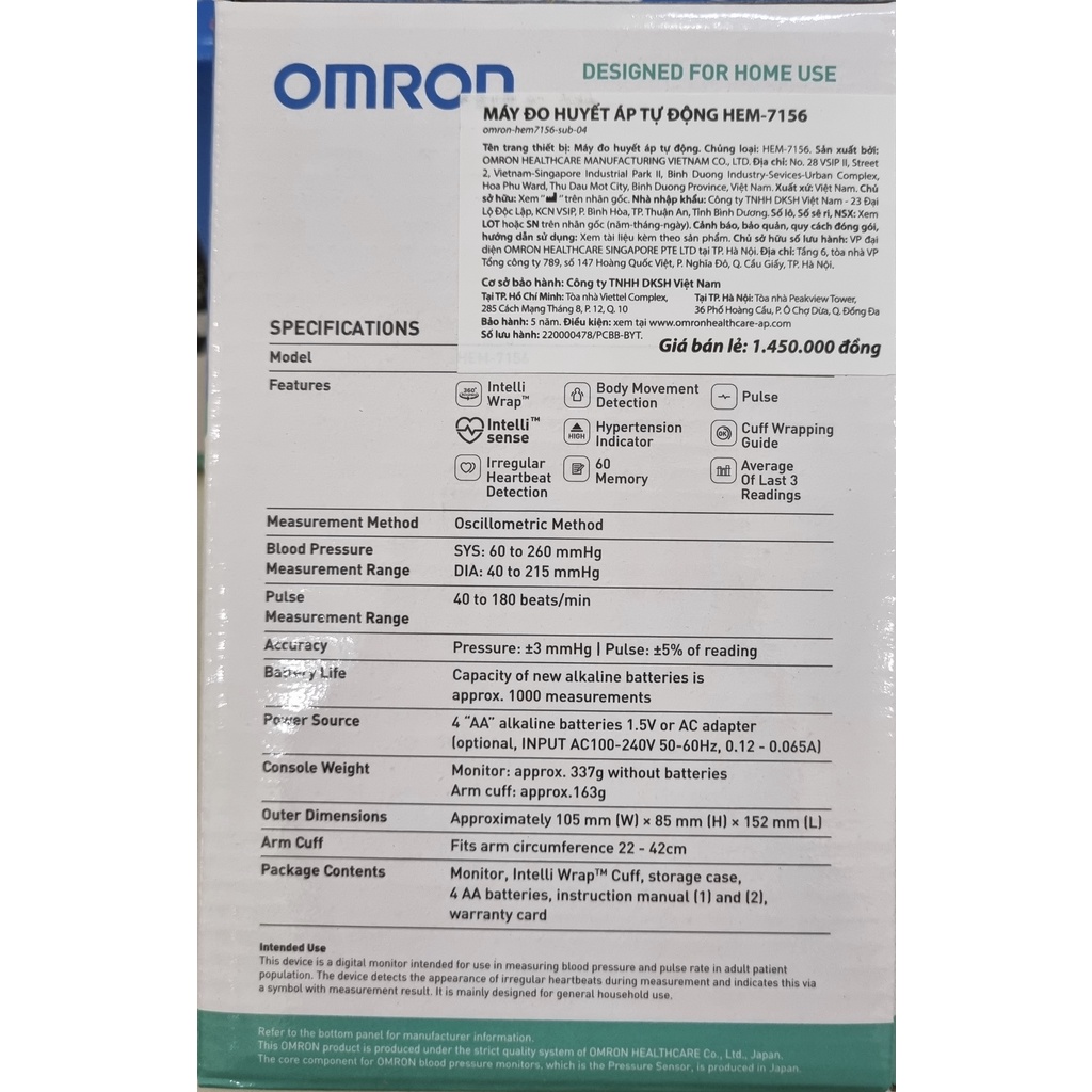 Máy đo huyết áp bắp tay Omron HEM 7156 - Bảo hành 5 năm