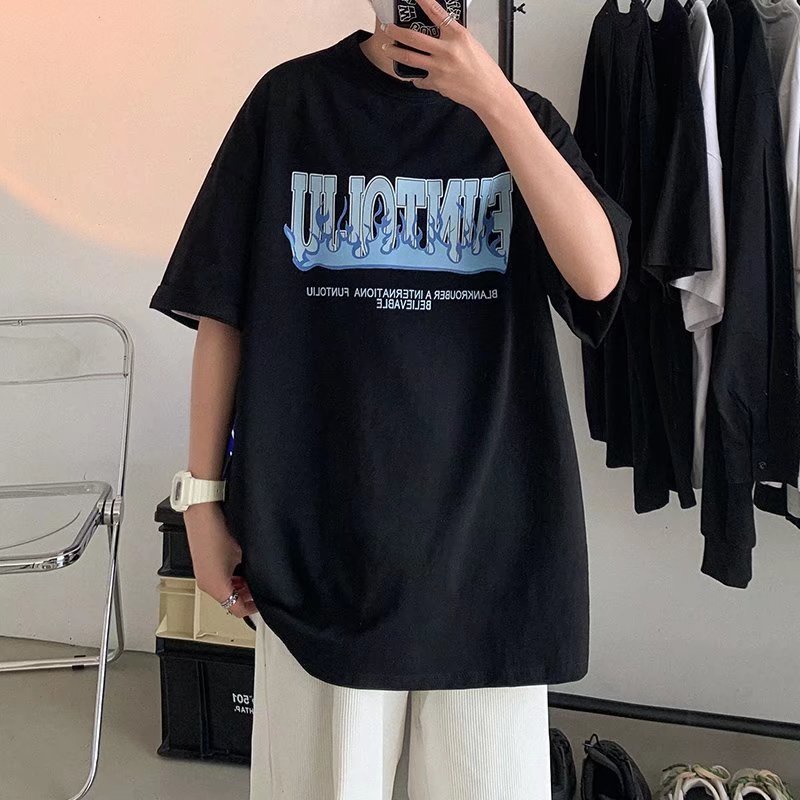 Áo Thun Tay Ngắn Dáng Rộng In Chữ Phong Cách Hàn Quốc Thời Trang Mùa Hè Cho Nam