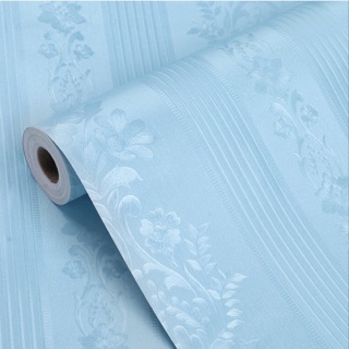 Giấy dán tường xanh hoa văn chìm - decal dán tường nền xanh hoa văn nổi có sẵn keo