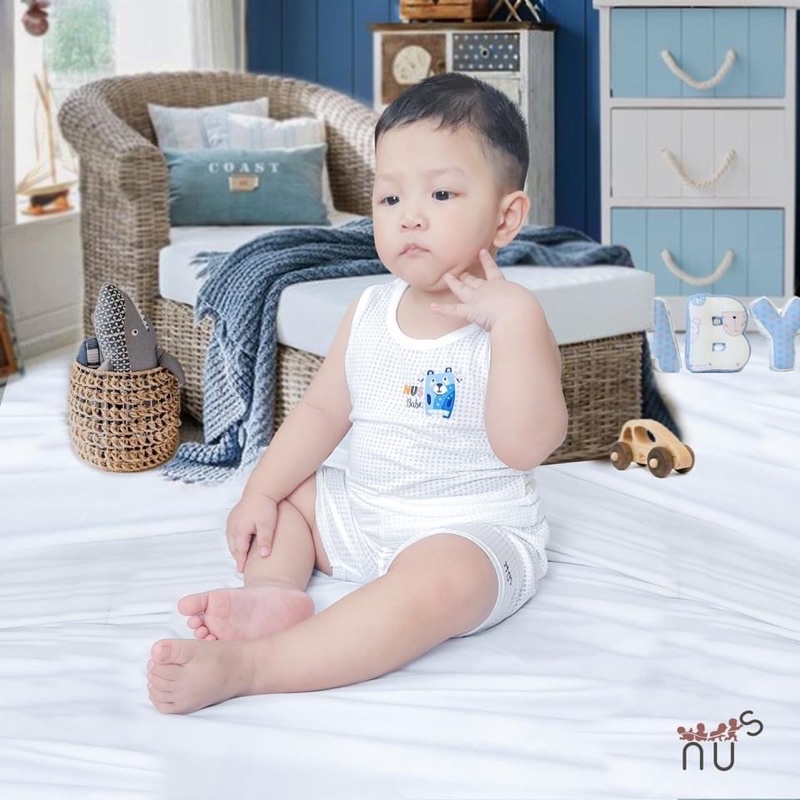 Bộ ba lỗ Nus vải sợi tre thông hơi siêu mềm mát cho bé