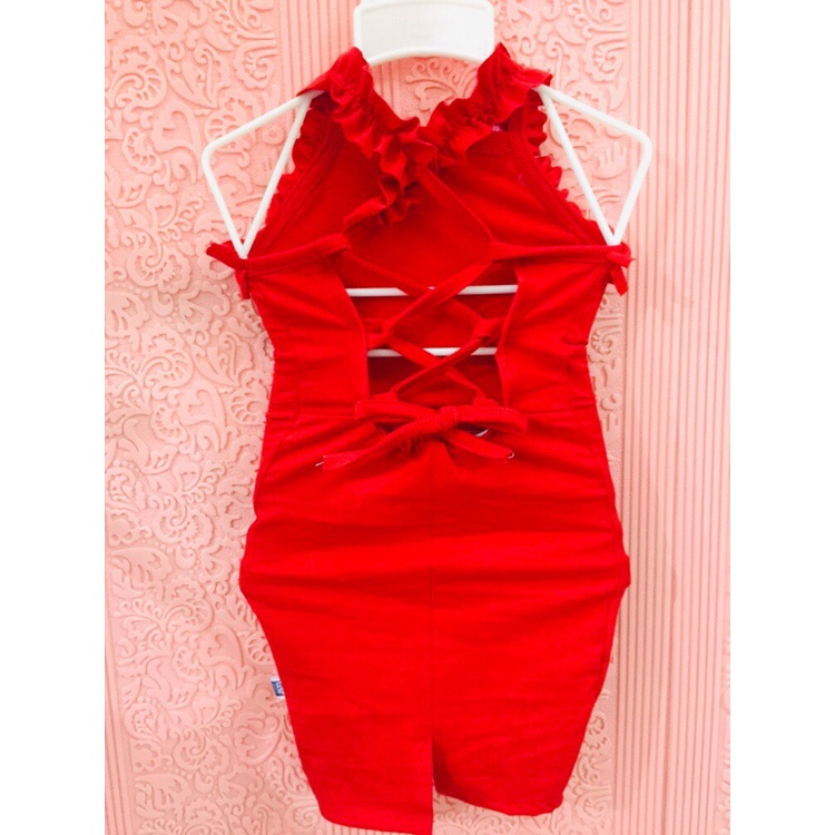 Đầm Body Hai Dây Đan Dây Lưng Cho Bé Gái Chất Thun Cao Cấp Đầy Đủ Size Cho Bé Từ 7kg - 23kg