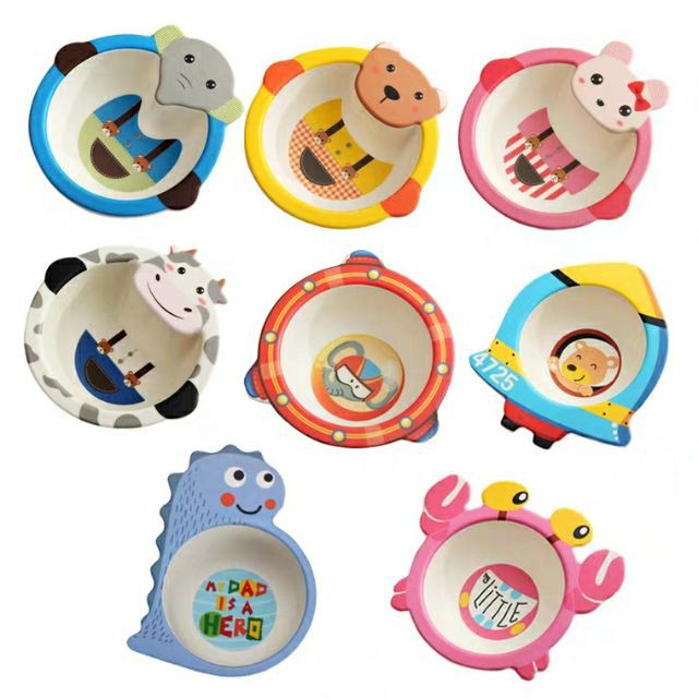 Bát Ăn Dặm Lúa Mạch hình thú cho bé. Gồm voi, thỏ, cua, bò sữa, ngôi sao, gà, ếch, sư tử, hổ, heo, khủng long - 2X MART