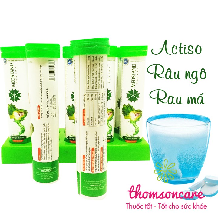 Viên sủi Actiso, Râu ngô, Rau má Medstand - Giúp giải độc gan, thanh nhiệt, làm nước giải khát  - Tuýp 20 viên | BigBuy360 - bigbuy360.vn