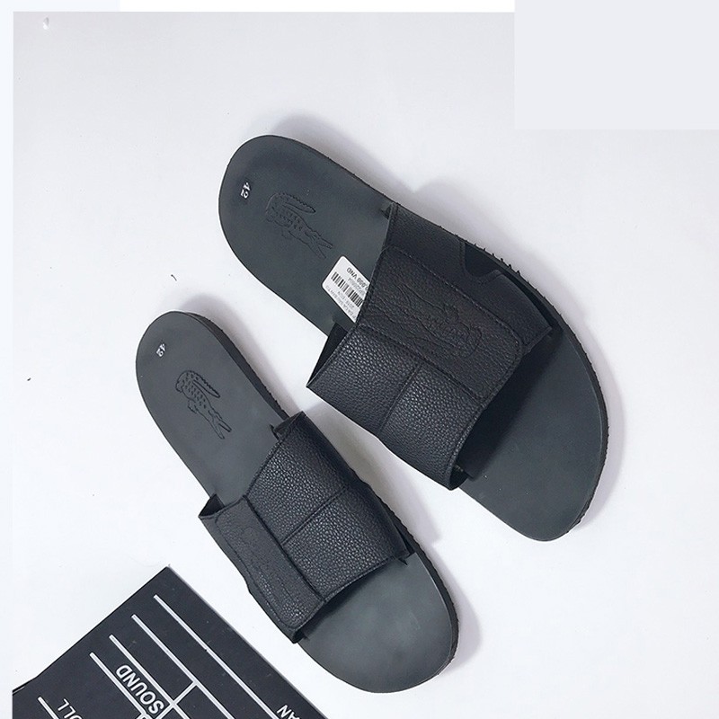 HANO - Dép da nam cá sấu bản ngang da bò thật đế cao su xịn D1211