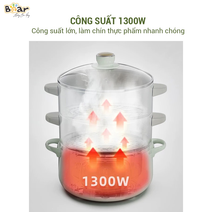 Nồi Hấp Điện 3 Tầng Bear 10L Hấp Đa Năng, Hấp Bánh Bao, Hấp Xôi, Hấp Đồ Ăn Dặm Cho Bé DZG-D80G5