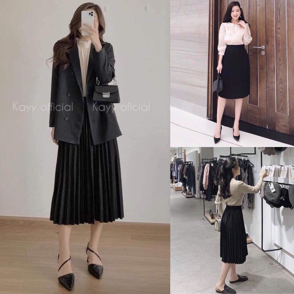 Chân váy midi xếp ly dài CV291
