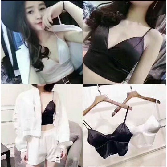 Áo bra phi bóng Satin bản to cài sau sexy