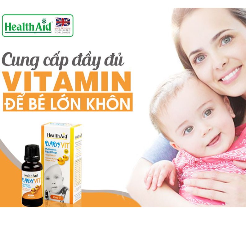 Healthaid Baby vit drops – bổ sung vitamin khoáng chất cho trẻ, tăng sức đề kháng 25ml (từ 0 đến 4 tuổi)