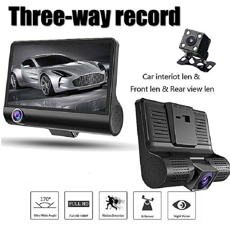 ✜Camera hành trình 3 trong 1 quan sát tổng thể xe, màn hình 4 inh full HD 1080- cả trước và sau xe