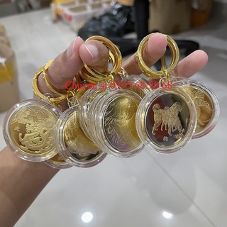 Móc khóa đồng xu 12 con giáp, đẹp lung linh