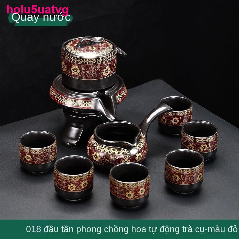 sữaLazy Kung Fu Tea Set Home Văn phòng nhỏ Cuộc họp Kiểu Trung Quốc Cối xay đá tự động Bộ ấm trà pha Gốm sứ