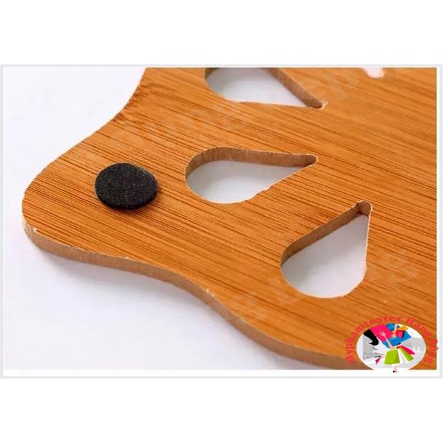 Lót cốc gỗ tre hoạt hình xinh xắn