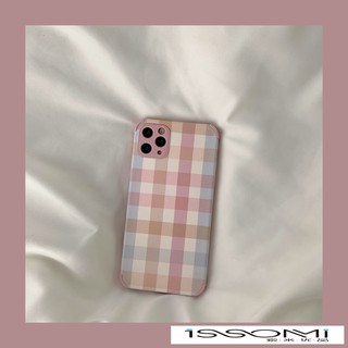 Ốp Điện Thoại Họa Tiết Kẻ Sọc Màu Hồng mini Đơn Giản Thời Trang Cho iPhone11 12pro max 13 8plus x xr se