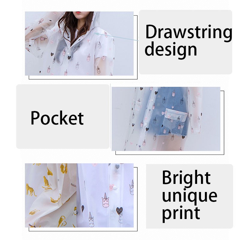 Áo Mưa EVA Dày Dặn In Họa Tiết Trái Bơ Dễ Thương Kèm Túi Đựng Tiện Dụng Cho Hoạt Động Ngoài Trời