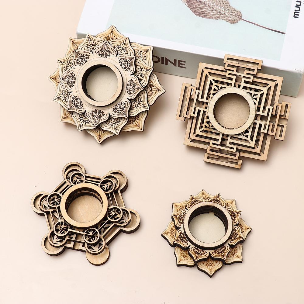 Muvako Đế Gỗ Khắc Hình Hoa Sen Pha Lê Thời Thượng