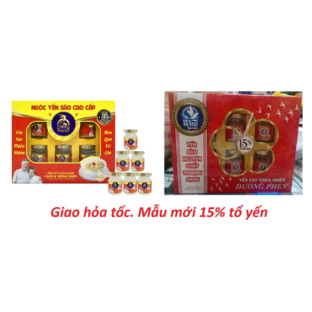 COMBO XUÂN KÈM TÚI - Hộp Yến Chưng Đường Phèn SCNEST 15% tổ yến + Hộp EVERNEST 15% tổ yến