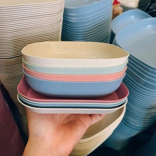 Set 8 Đĩa Lúa Mạch Vuông (4 Đĩa Sâu, 4 Đĩa Nông)