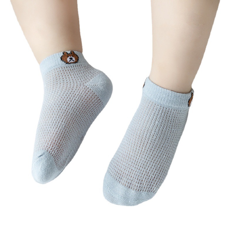 Set 5 đôi vớ lưới cổ thấp họa tiết gấu hoạt hình dễ thương cho trẻ sơ sinh 0-8 tuổi