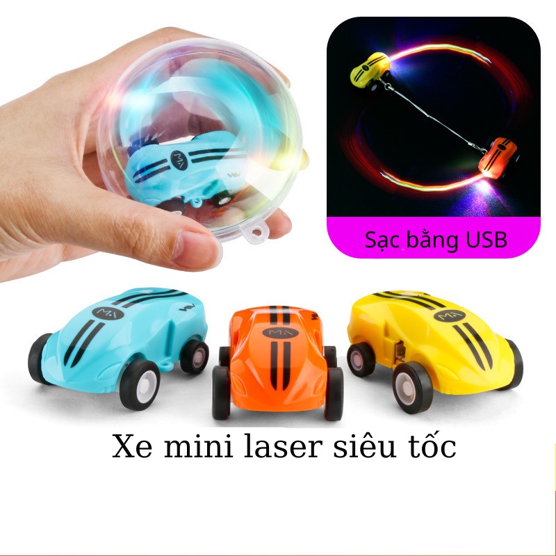 Ô tô laser mini siêu tốc độ có đèn, ô tô đồ chơi cho bé có thể sáng tạo nhiều kiểu chơi