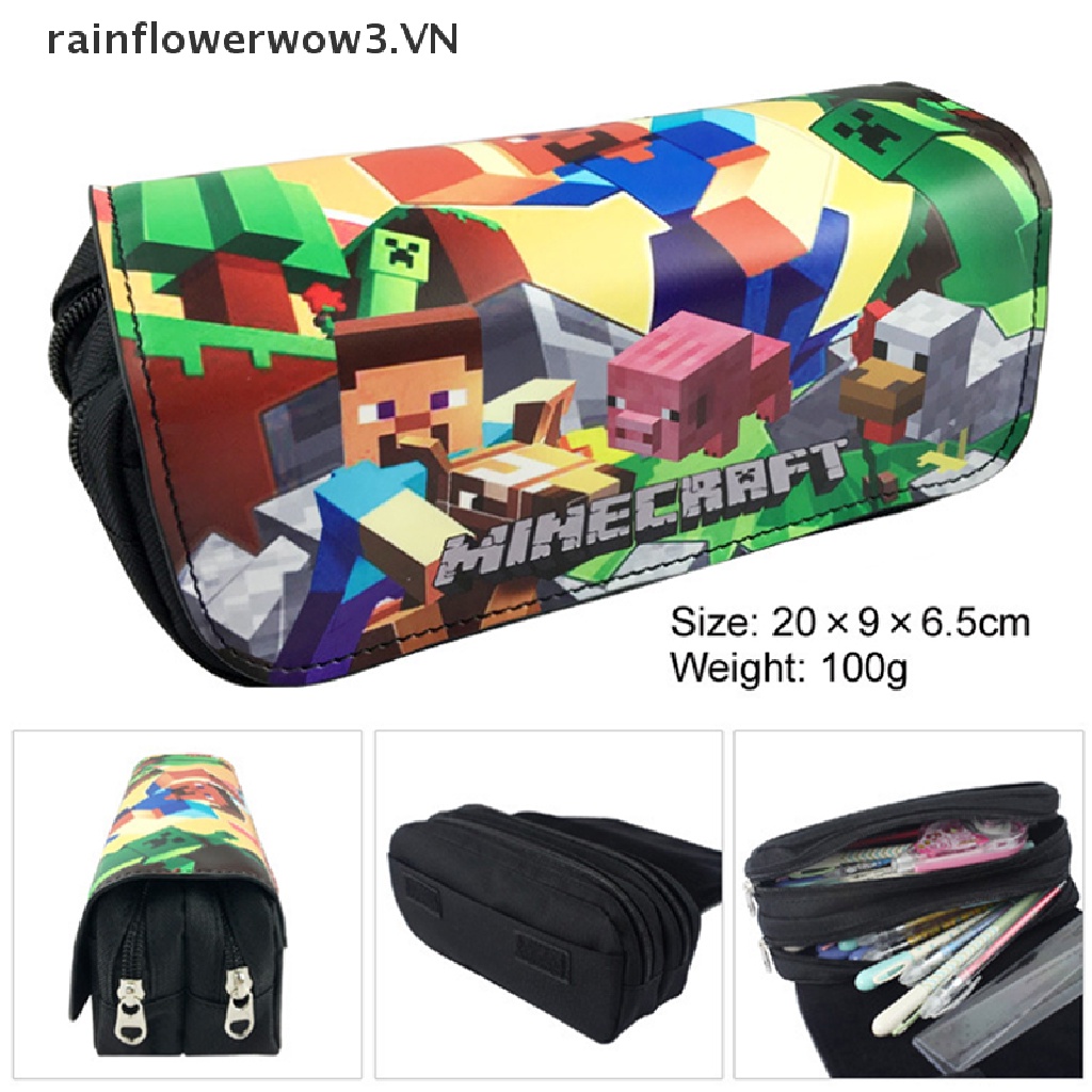 Hộp đựng bút in họa tiết phong cách Minecraft sức chứa lớn thích hợp cho bé trai bé gái