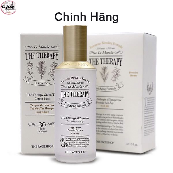 (AUTH_Korea Xả lỗ date 2022)Nước Thần Phục Hồi Da THE THERAPY First Serum 130ml THE FACE SHOP+ hộp bông tẩy trang