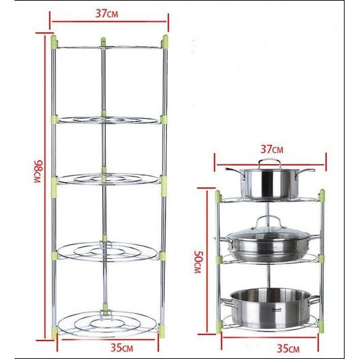 Giá để xoong nồi inox 5 tầng